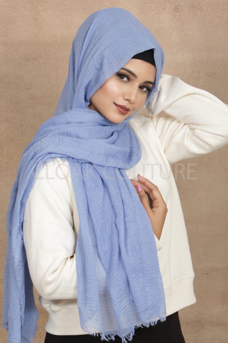 Jean Blue Crinkled Cotton Hijab