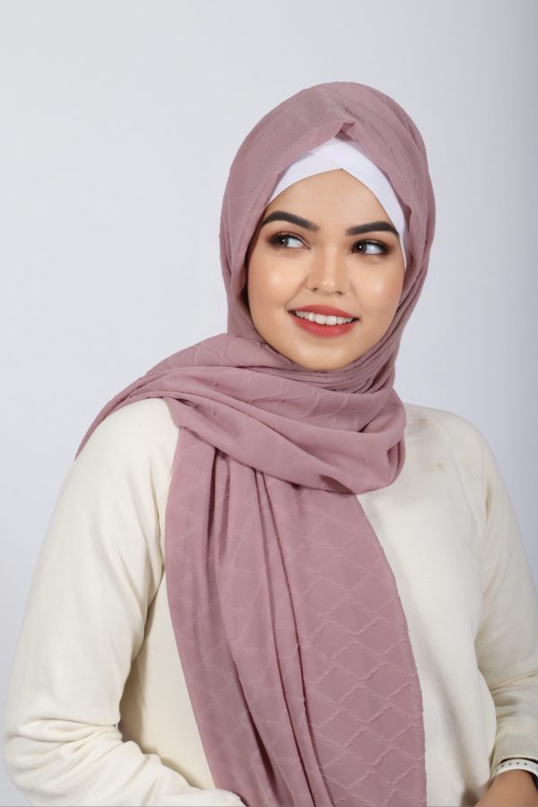 Berry Turkish Rhombus Embossed Hijab