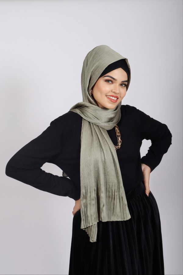 Matcha Satin Crinkled Hijab