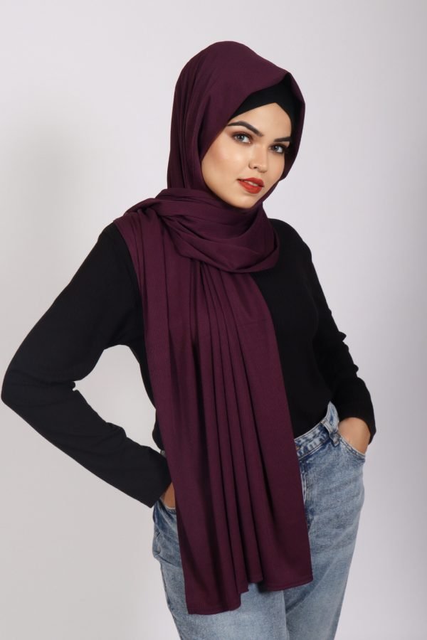 Plum Turkish Pleated Jersey Hijab