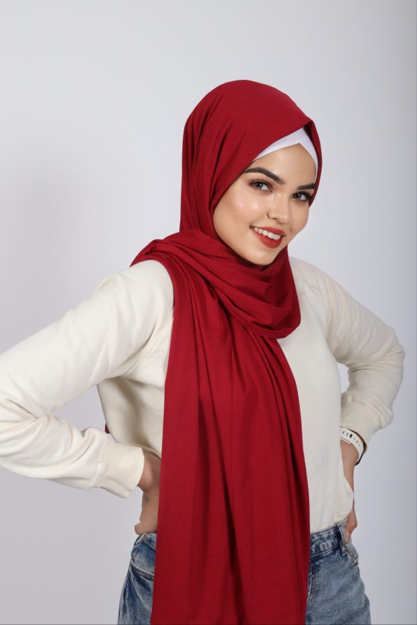 Cherry Turkish Pleated Jersey Hijab