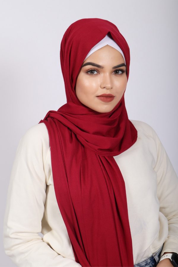 Cherry Turkish Pleated Jersey Hijab