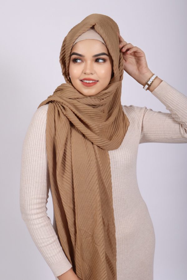 Nude Cotton Pleated Hijab