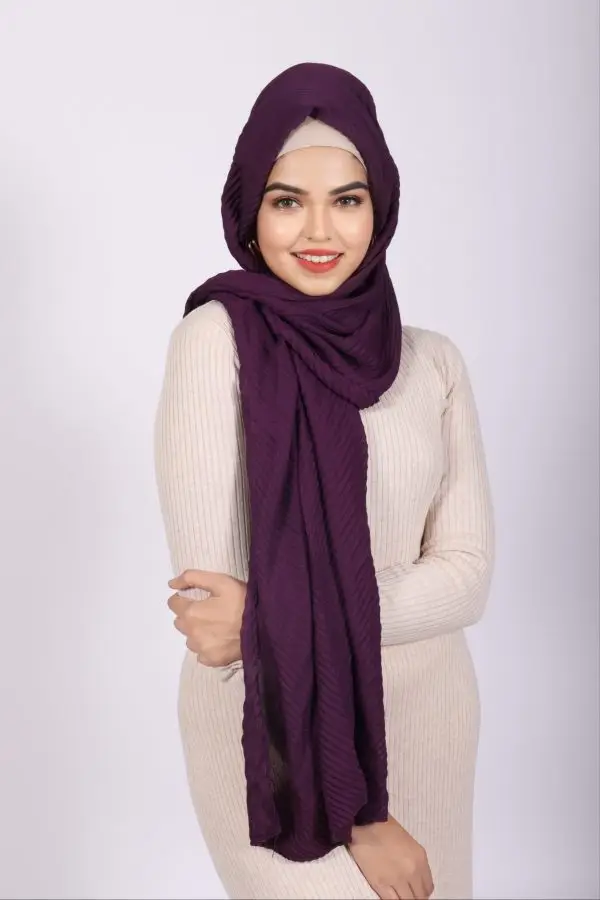 Plum Cotton Pleated Hijab