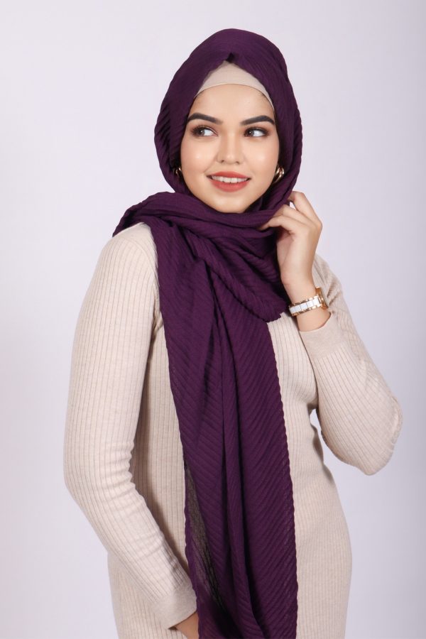 Plum Cotton Pleated Hijab