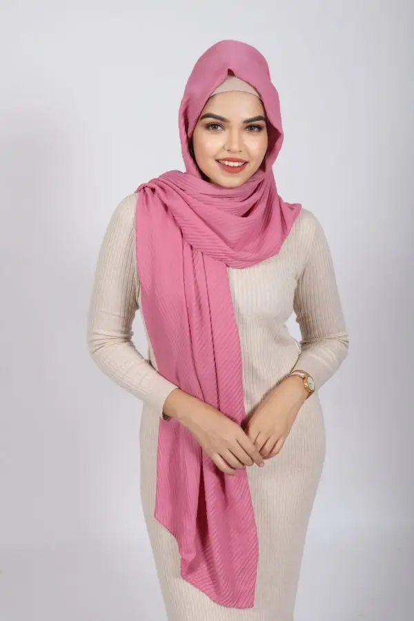 Pink Cotton Pleated Hijab