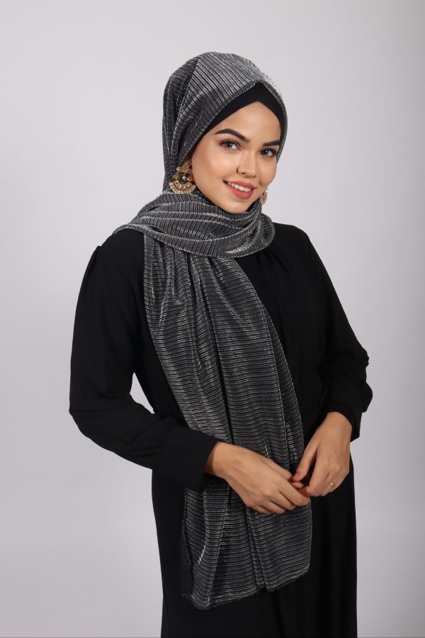 Titanium Metallic Ribbed Hijab