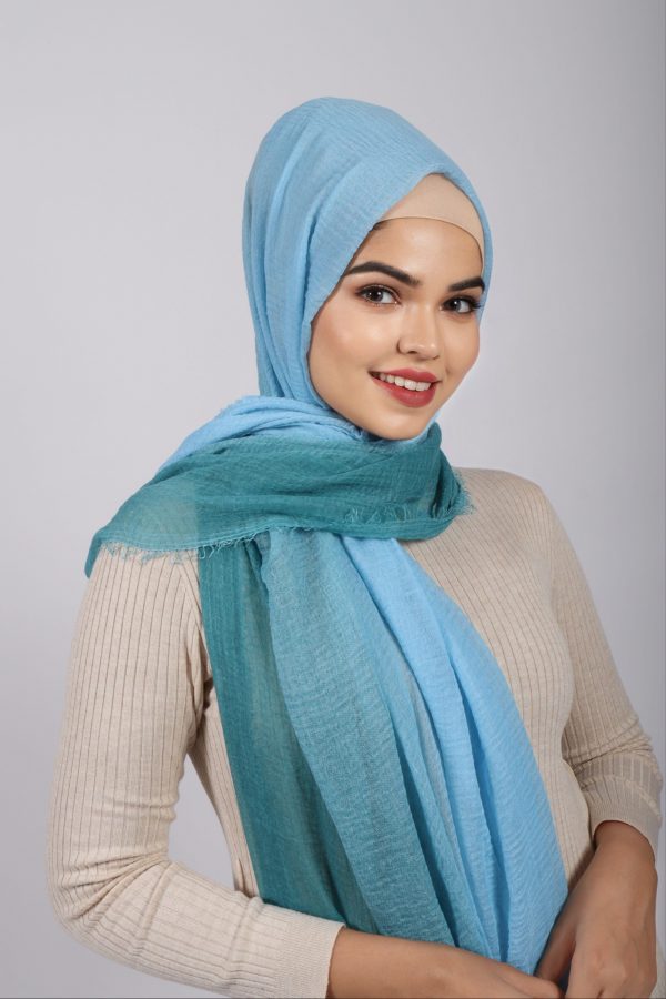 Mermaid Ombre Crinkled Cotton Hijab