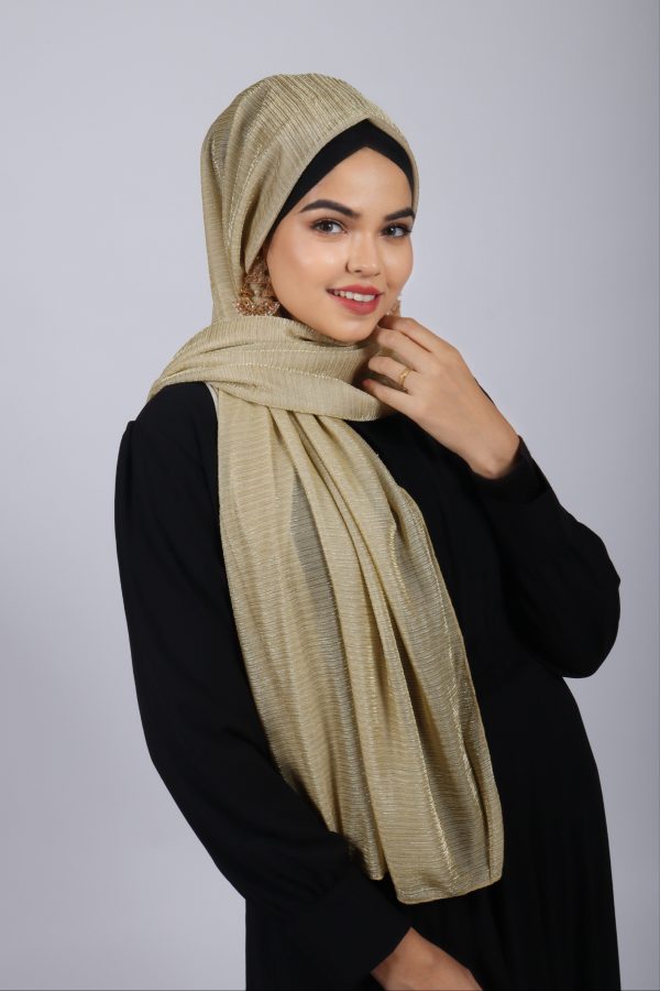 Gold Metallic Ribbed Hijab