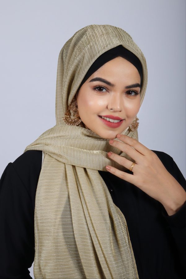 Gold Metallic Ribbed Hijab