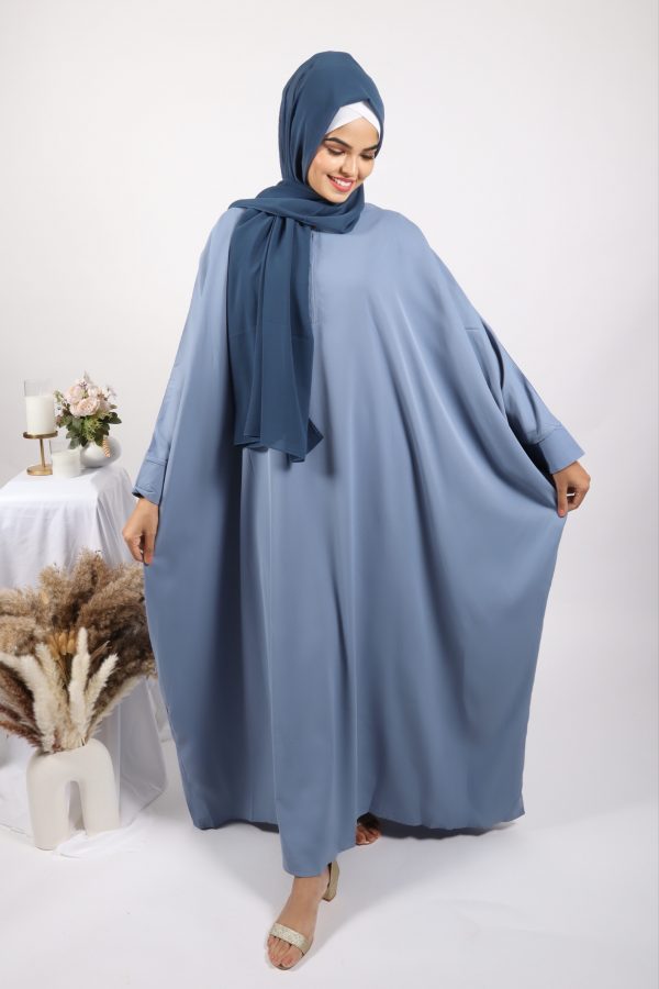 Parisa Kaftan Abaya with Zipper - Ice Blue