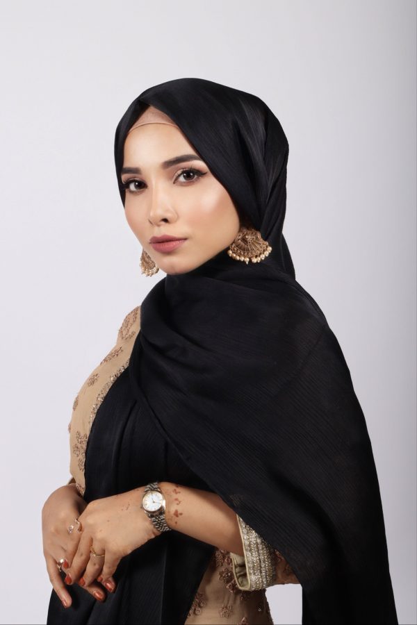 Black Muna Satin Hijab