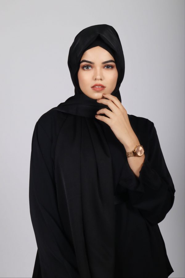 Black Turkish satin Hijab