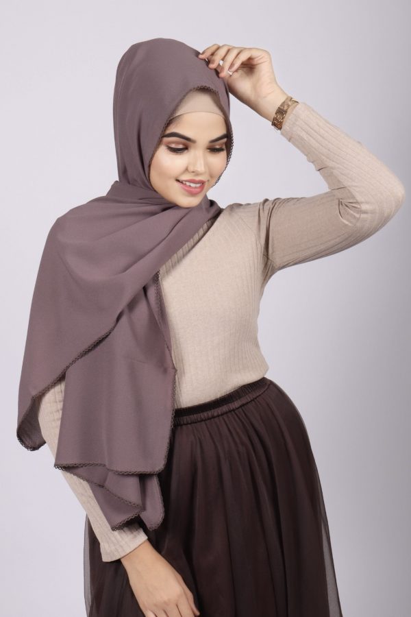 Sandstone Laser Georgette crochet Hijab