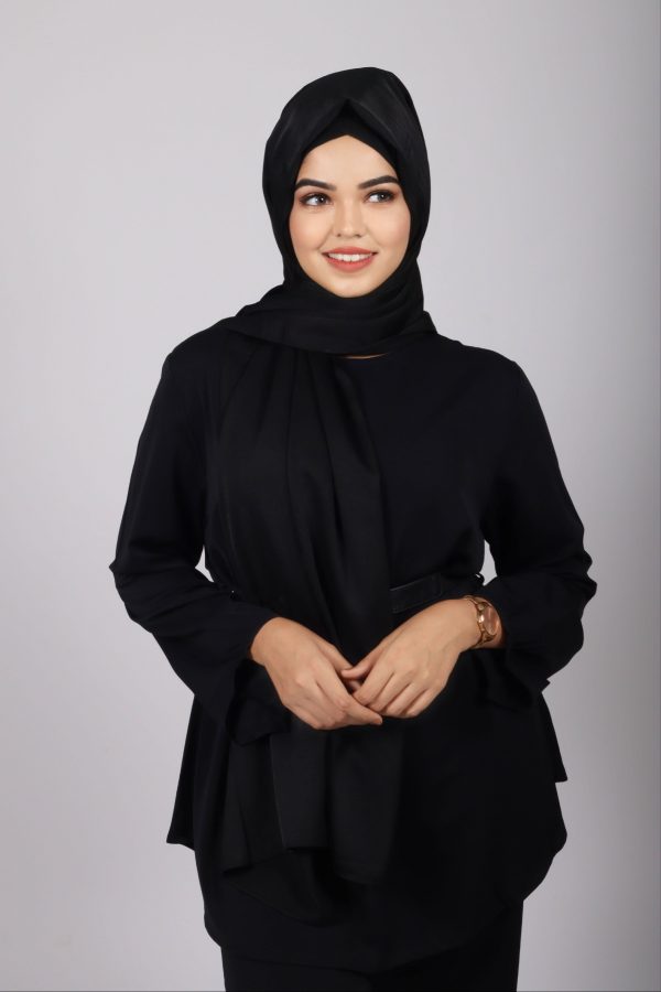 Black Turkish satin Hijab