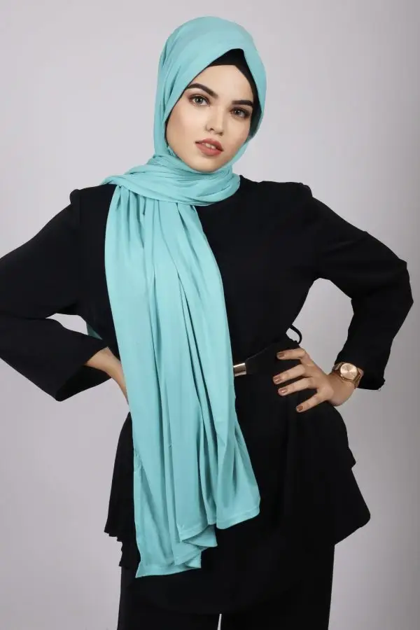 Minty Blue Bamboo Jersey Hijab