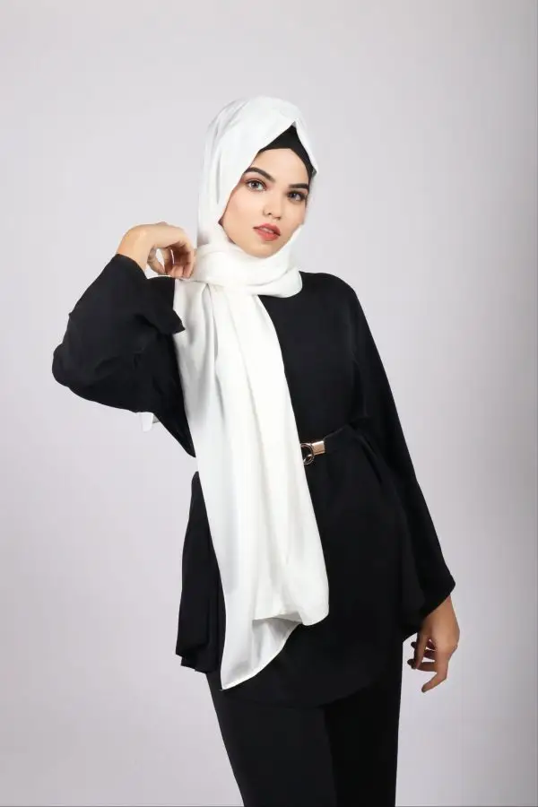 White Turkish Satin Hijab