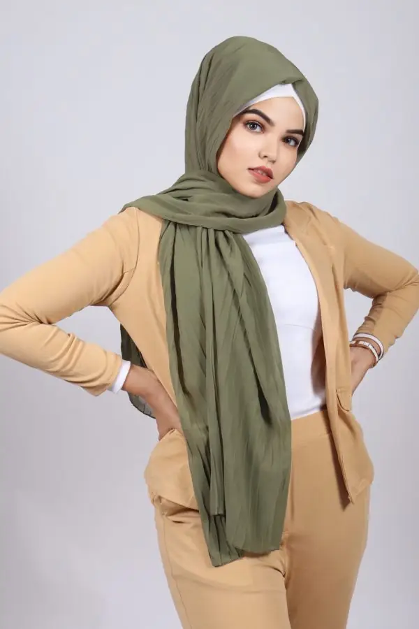 Basil Chiffon Pleated Hijab