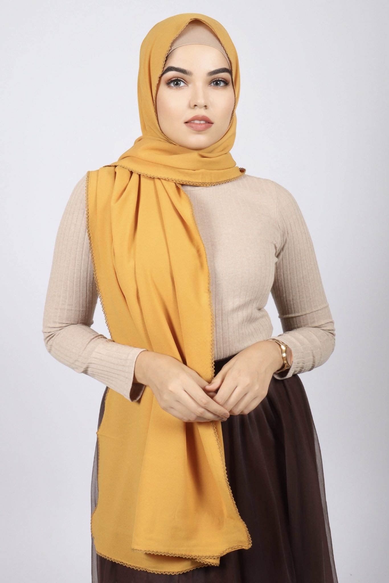 Shop the latest Cloak Couture Honey Laser Georgette Crochet Hijab ...