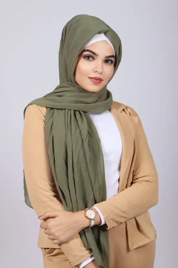 Basil Chiffon Pleated Hijab