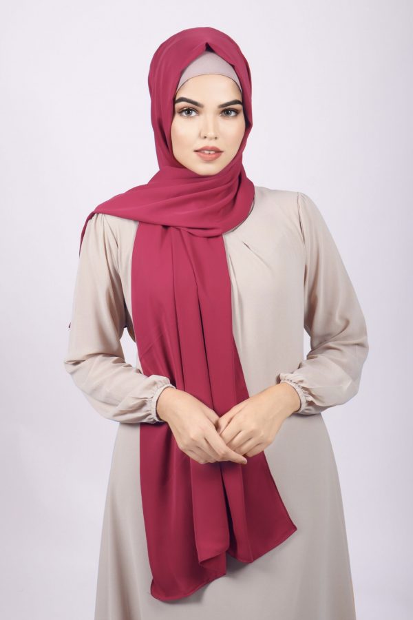 Berry Red Korean Chiffon Hijab
