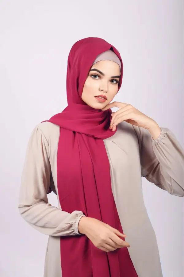 Berry Red Korean Chiffon Hijab