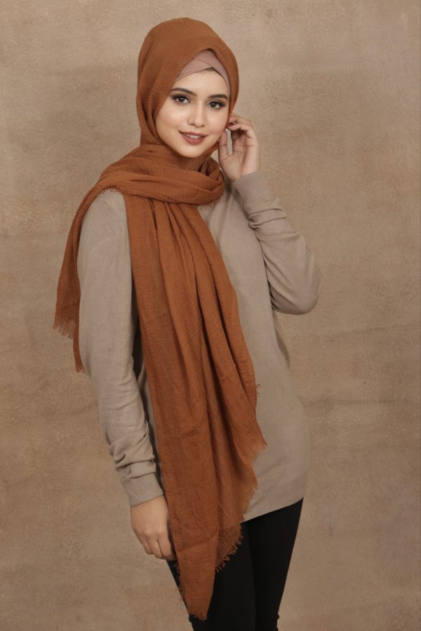 Ginger Brown Crinkled Cotton Hijab