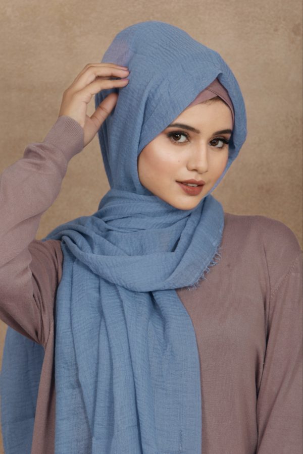 Urban Blue Crinkled Cotton Hijab