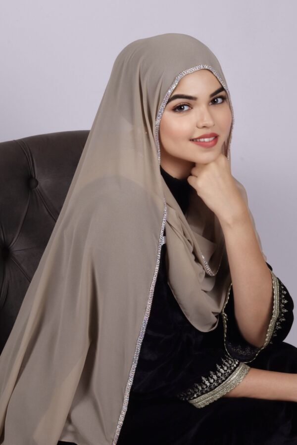 Beige Crystal Hijab