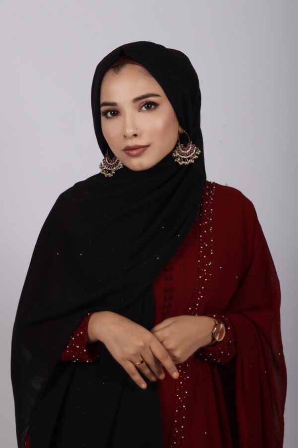 Black Glitter Chiffon Hijab