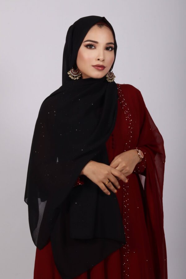 Black Glitter Chiffon Hijab