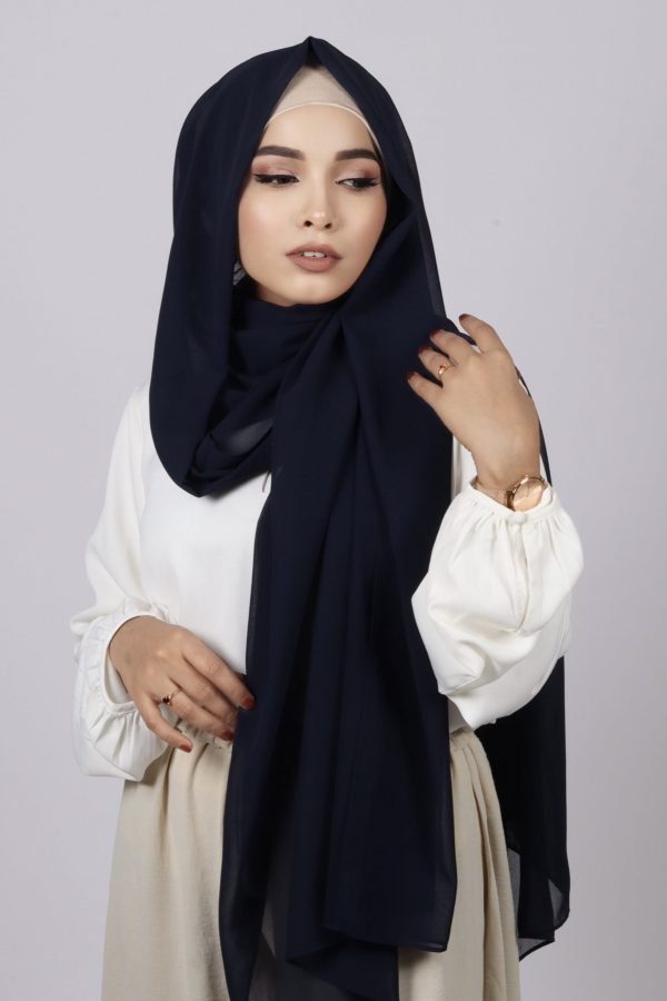 Navy Blue Premium Chiffon Hijab