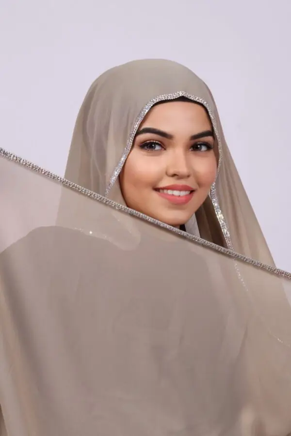 Beige Crystal Hijab