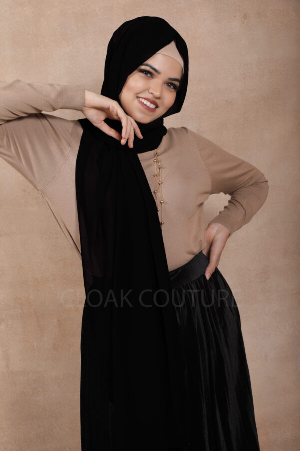 Jet Black Premium Chiffon Hijab