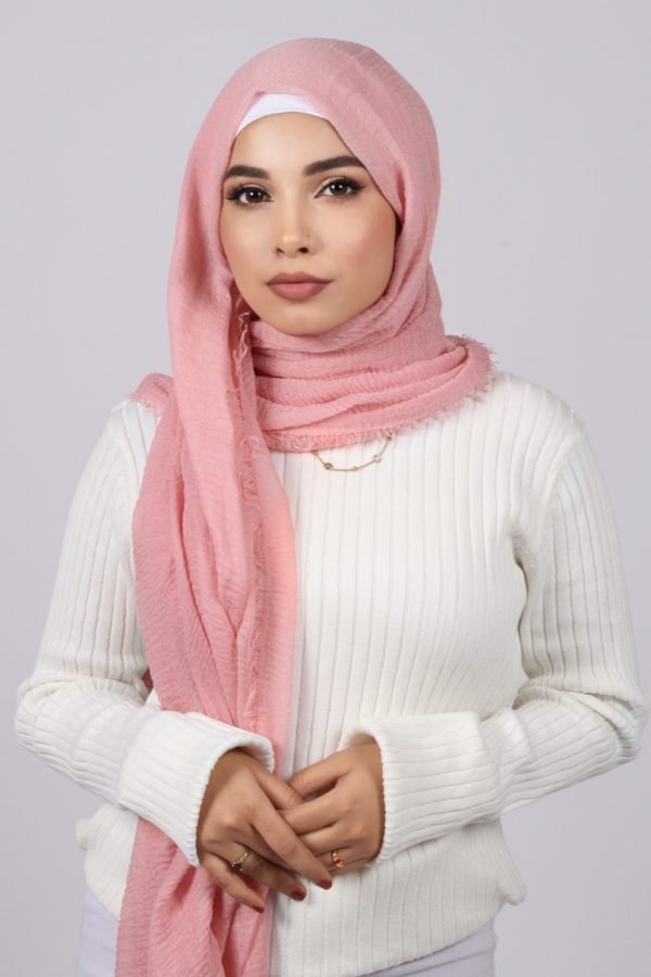 Cherry Pink Crinkled Cotton Hijab