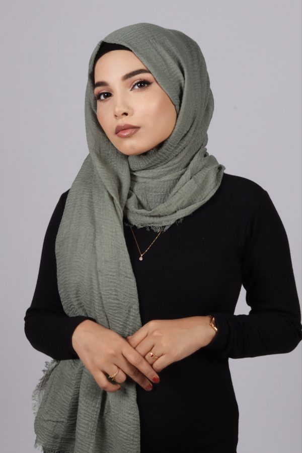 Matcha Crinkled Cotton Hijab