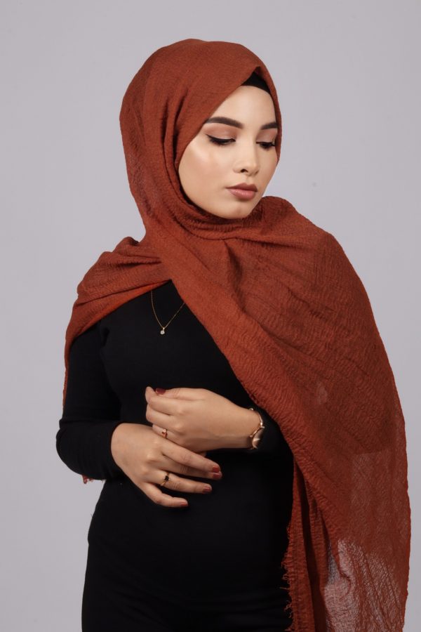 Burnt Orange Crinkled Cotton Hijab