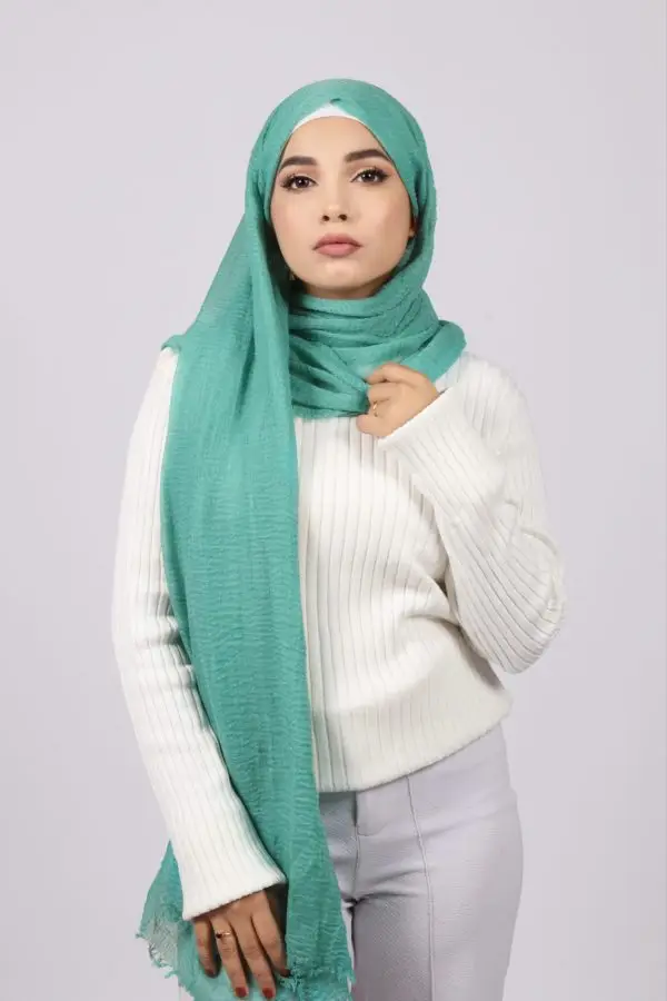 Turquoise Crinkled Cotton Hijab