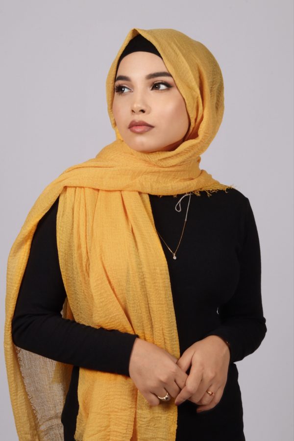 Mango Yellow Crinkled Cotton Hijab