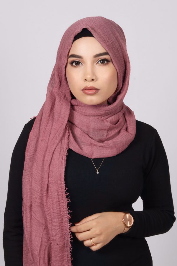 Pomogrenate Pink Crinkled Cotton Hijab