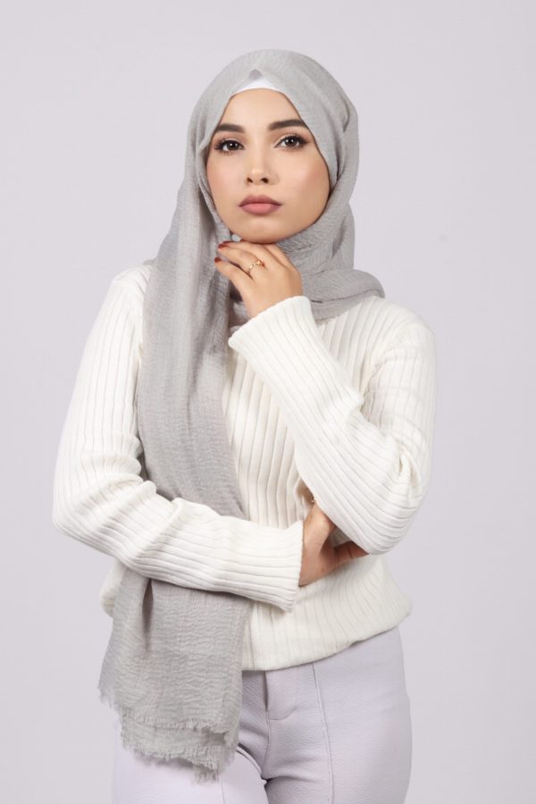 Powder Grey Crinkled Cotton Hijab