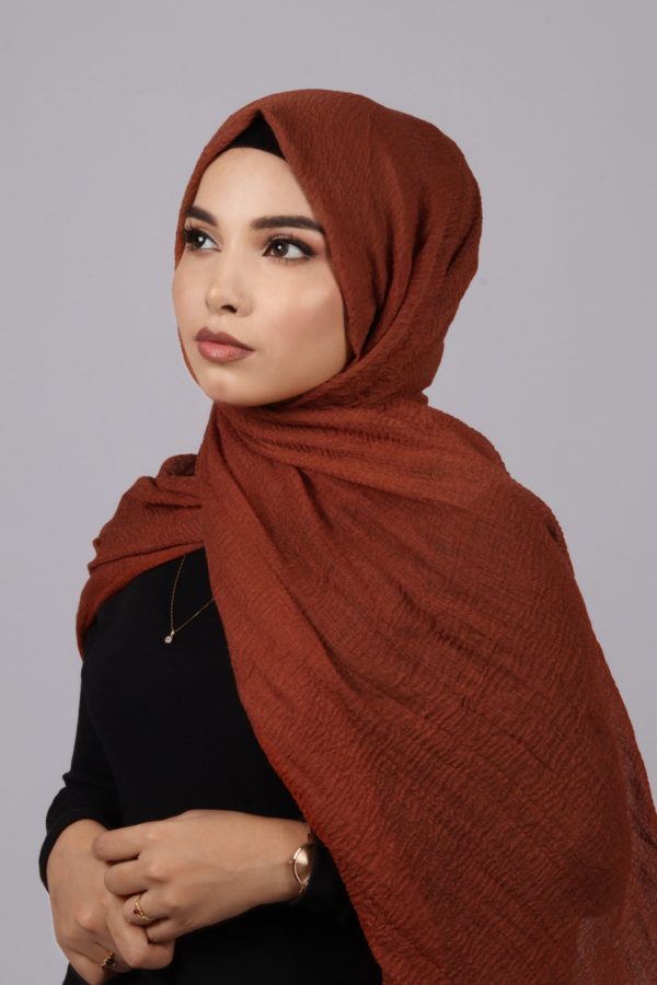 Burnt Orange Crinkled Cotton Hijab