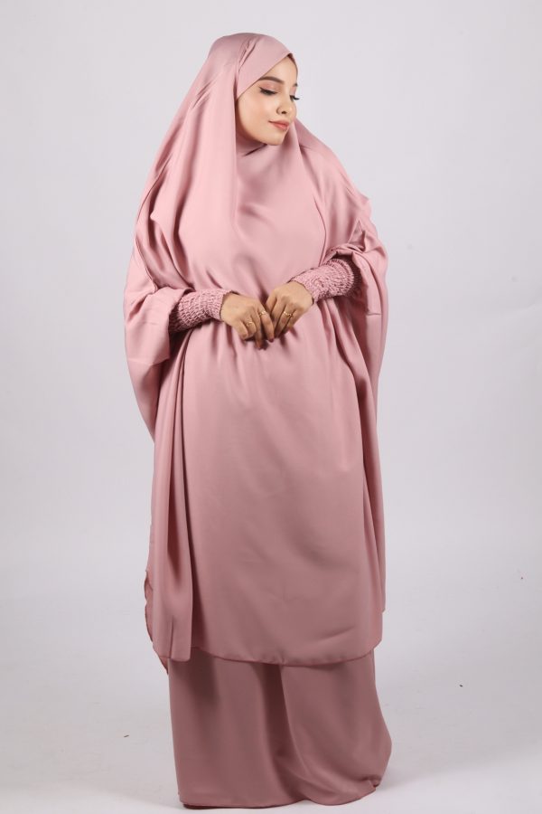Haya Premium Nida Jilbab 3-piece Set with niqab - Pastel Pink