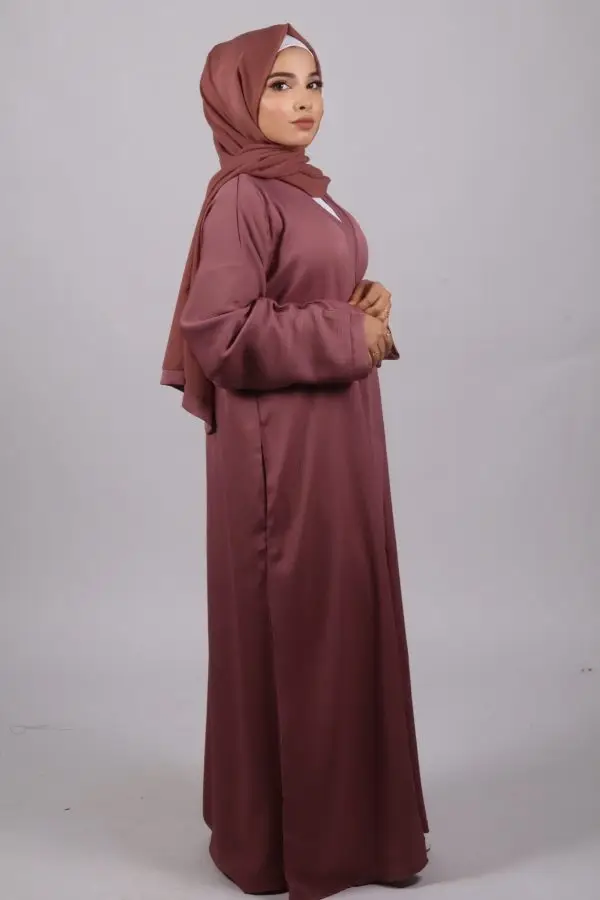 Zara Everyday Zoom Abaya Front Open with pocket - Dusty Pink