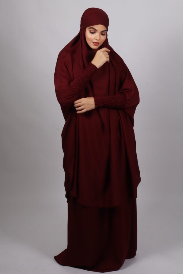 Haya Premium Nida Jilbab 3-piece Set with niqab - Maroon