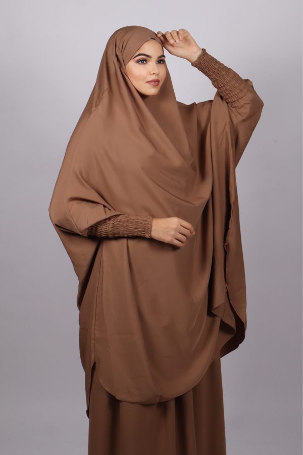 Haya Premium Nida Jilbab 3-piece Set with niqab - Nude Beige