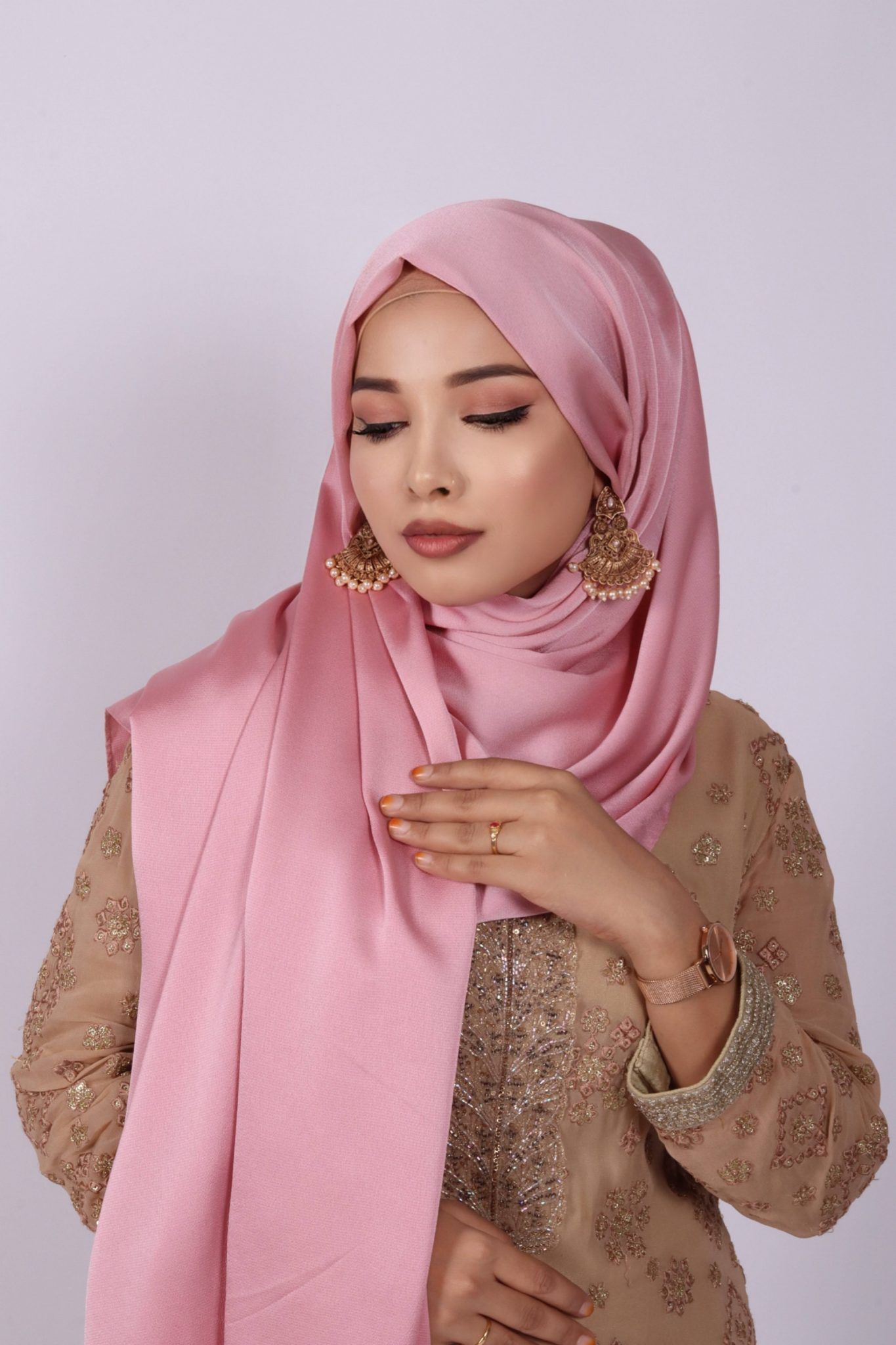 Rose Pink Turkish Silk Hijab - Cloak Couture