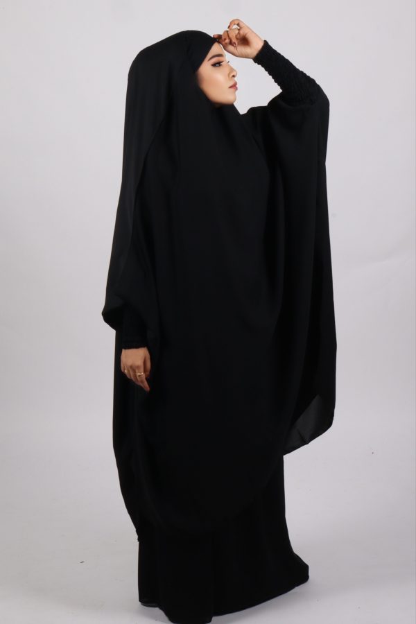 Haya Premium Nida Jilbab 3-piece Set with niqab - Midnight Black