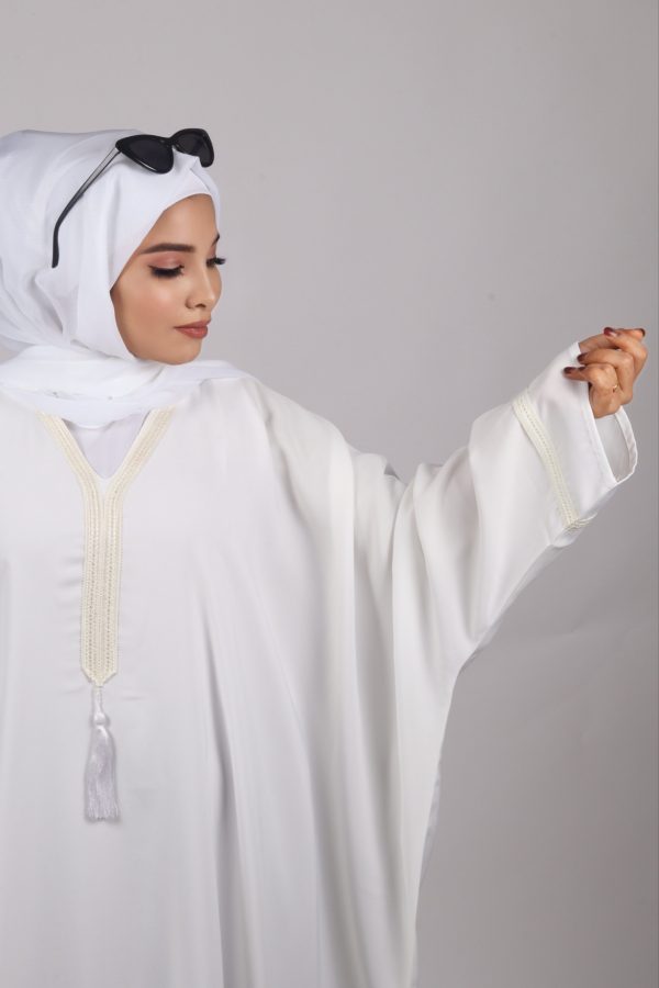 Safa Premium Nida Pristine White Emirati Kaftan For Umrah