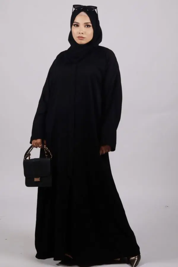 Zara Everyday Zoom Abaya Front Open with pocket - Black